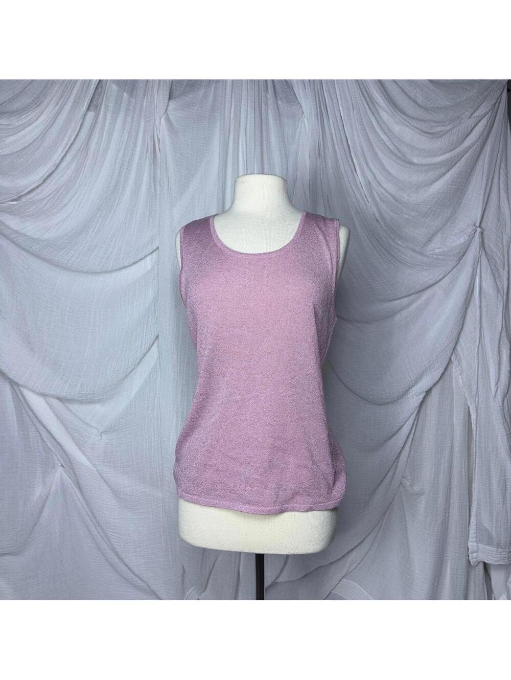 Vintage Preppy Fairy DT Collection Casual Pink Sparkly Tank Top (L)